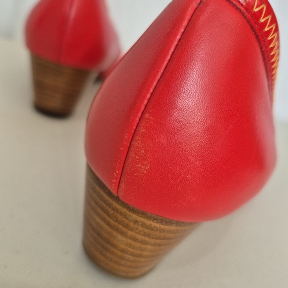 Cole Haan + Nike Air Red Leather Patent Cap Toe Milly Ballet Wedge Pump- Size 10 - Picture 14 of 16